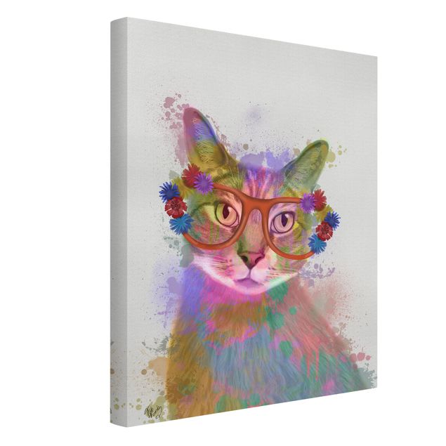 Canvastavlor djur Rainbow Splash Cat