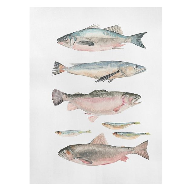 Tavlor modernt Seven Fish In Watercolour I