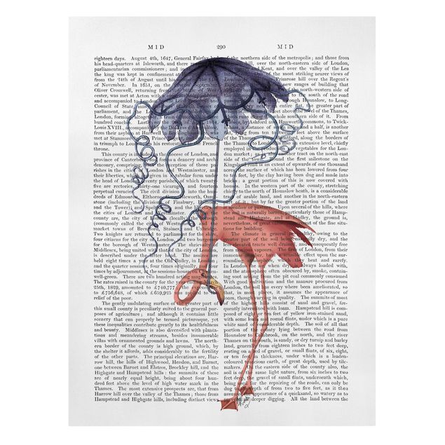 Tavlor ordspråk Animal Reading - Flamingo With Umbrella