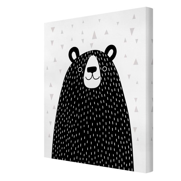 Tavlor svart och vitt Zoo With Patterns - Bear