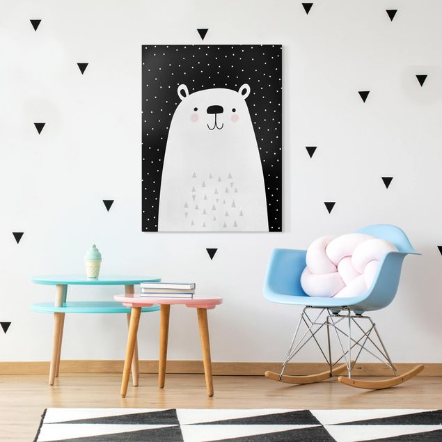 Canvastavlor svart och vitt Zoo With Patterns - Polar Bear