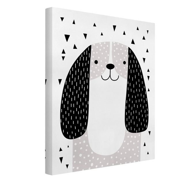 Canvastavlor svart och vitt Zoo With Patterns - Dog