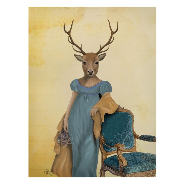 Tavlor modernt Animal Portrait - Deer Lady