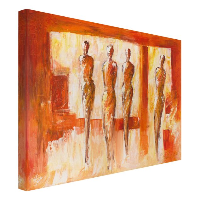 Canvastavlor abstrakt Four Figures In Orange