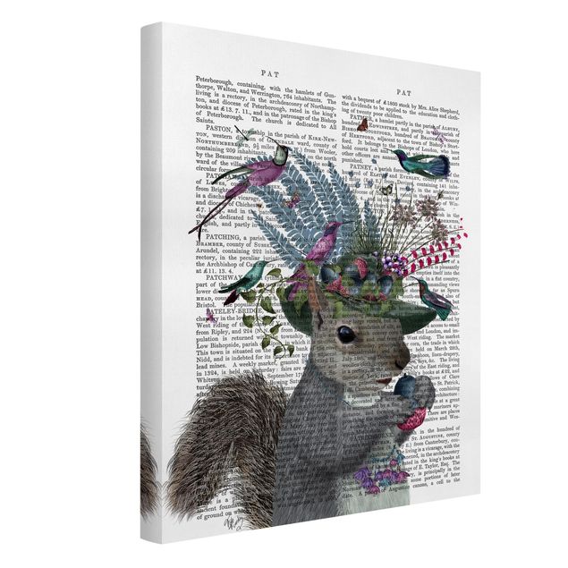 Canvastavlor djur Fowler - Squirrel With Acorns