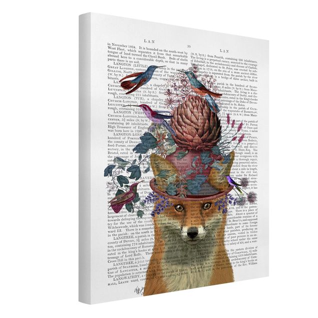 Canvastavlor djur Fowler - Fox With Artichoke
