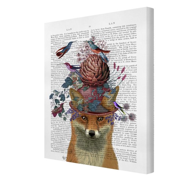 Tavlor färgglada Fowler - Fox With Artichoke
