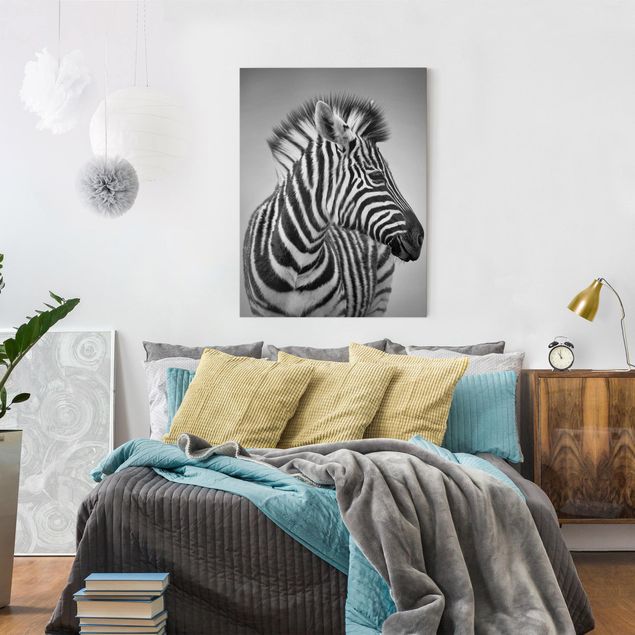 Canvastavlor zebror Zebra Baby Portrait II