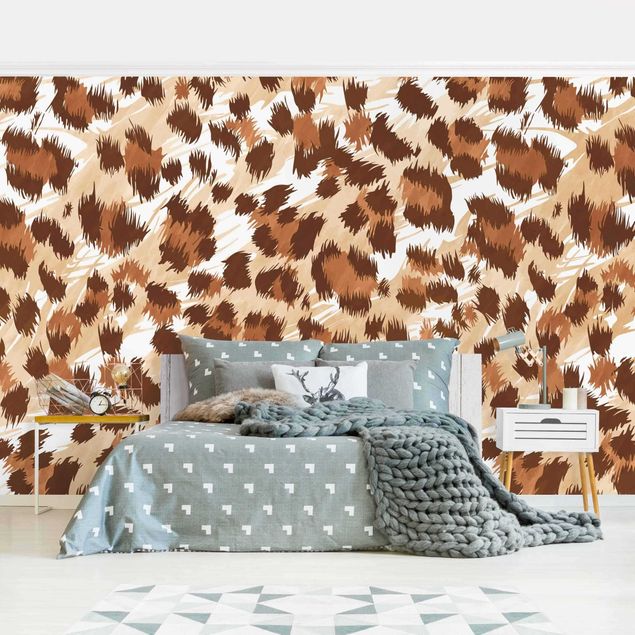 Tapeter modernt Watercolour Leo-Print In Shades Of Brown