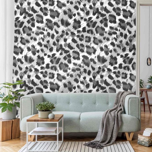 Fototapeter katter Leopard Print With Watercolour Pattern In Grey