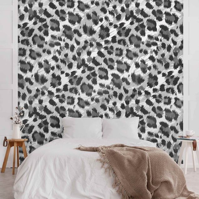 Tapeter modernt Leopard Print With Watercolour Pattern In Grey