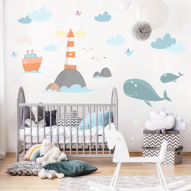 Wallstickers öar Lighthouse and whales