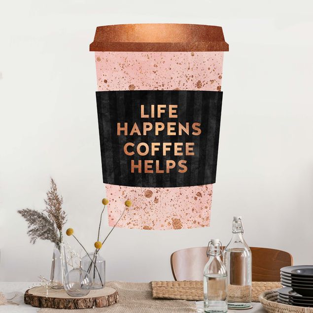 Wallstickers kaffe Life Happens - Coffee Helps
