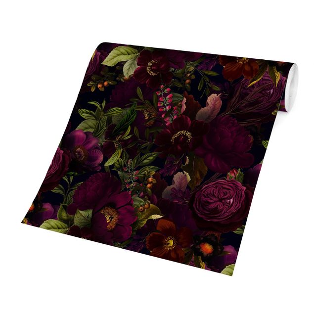 Tapeter modernt Purple Blossoms Dark