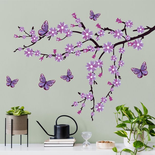 Wallstickers träd Purple flower branch