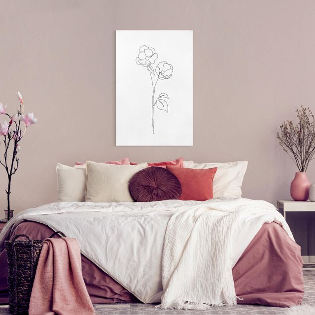 Canvastavlor svart och vitt Line Art Flowers - Poppy Flower