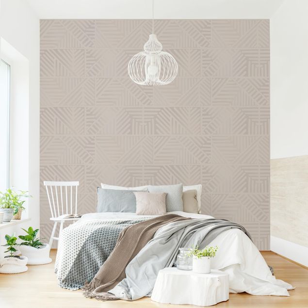 Fototapeter beige Line Pattern Stamp In Taupe