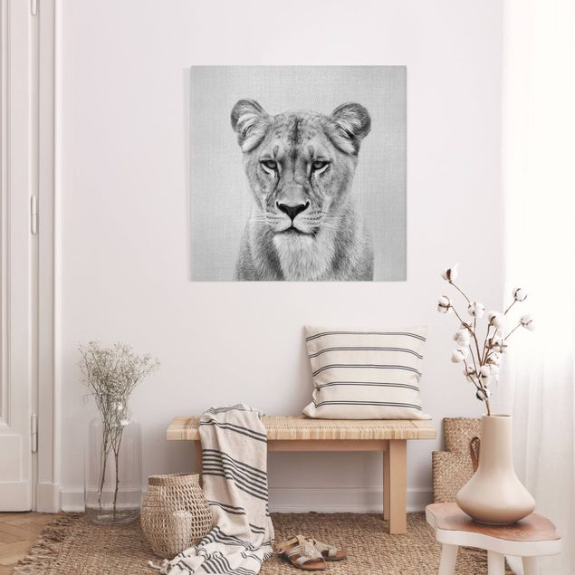 Canvastavlor katter Lioness Lisa Black And White
