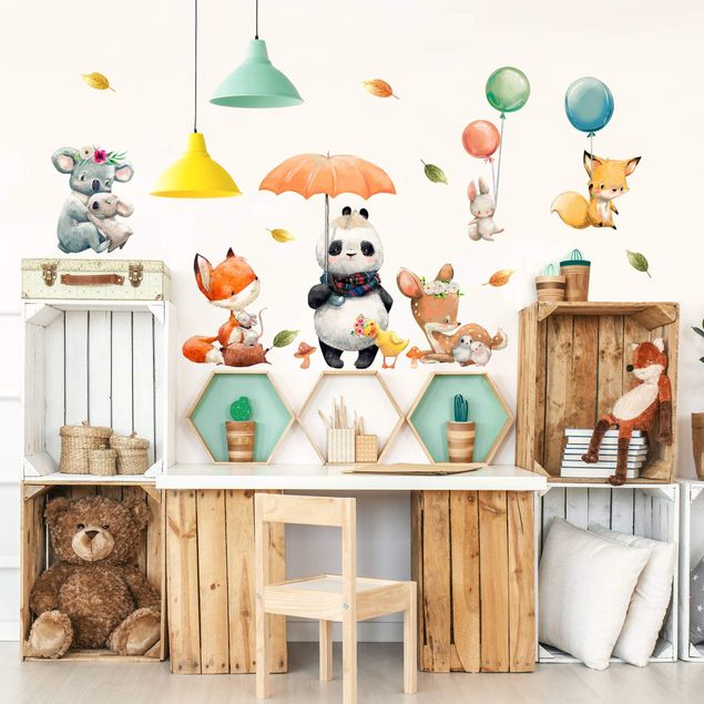 Wallstickers pandor Funny forest animals set