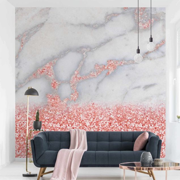 Tapeter modernt Marble Look With Pink Confetti