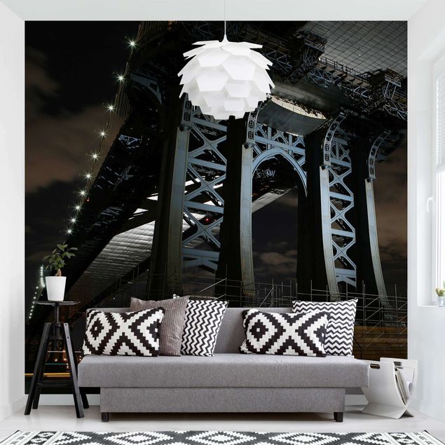Fototapeter New York Manhattan Bridge At Night