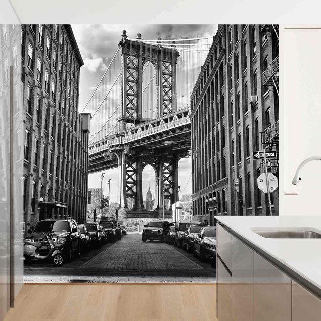 Fototapeter 3D Manhattan Bridge In America