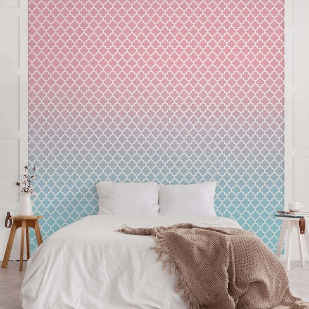 Tapeter modernt Moroccan Pattern With Gradient In Pink Blue