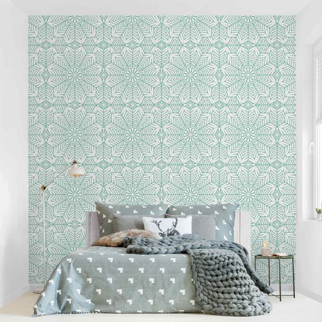 Mönstertapet Moroccan XXL Tile Pattern In Turquoise