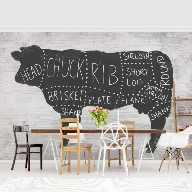 Fototapeter svart och vitt Butcher Board - Beef