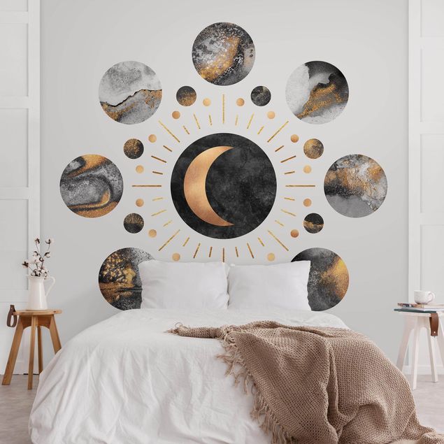 Tapeter modernt Moon Phases Abstract Gold