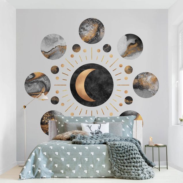 Fototapeter andlig Moon Phases Abstract Gold