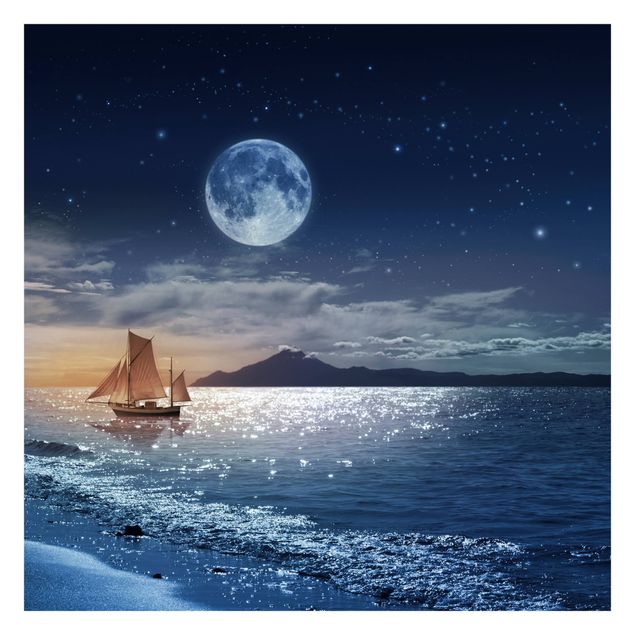 Tapeter Moon Night Sea