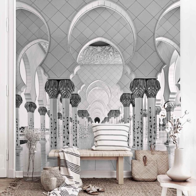 Kök dekoration Mosque In Abu Dhabi Black And White