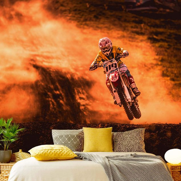 Fototapeter orange Motocross In The Dust