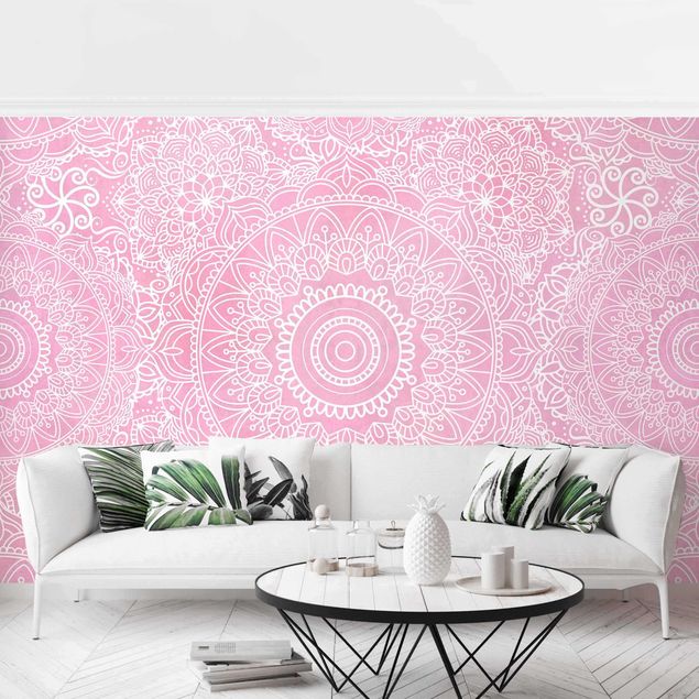 Tapeter geometrisk Pattern Mandala Light Pink