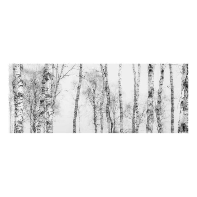 Glastavlor landskap Mystic Birch Forest Black And White