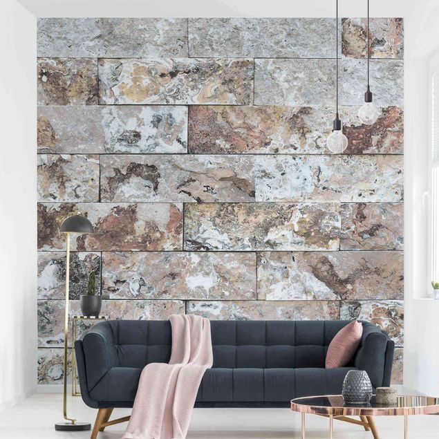 Fototapeter marmor utseende Natural Marble Stone Wall