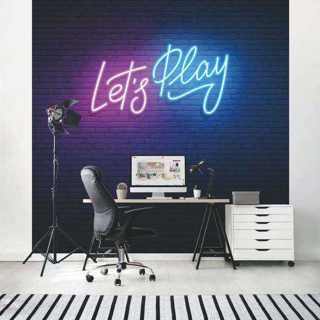 Fototapeter 3D Neon Text Let's Play