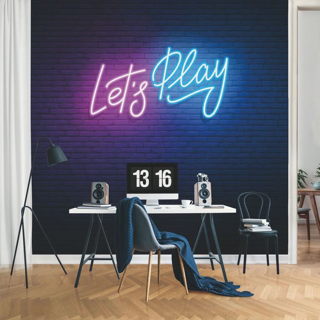 Tapeter modernt Neon Text Let's Play