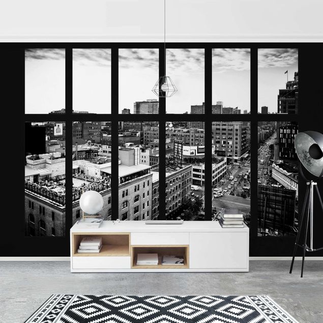 Kök dekoration New York Window View Black And White