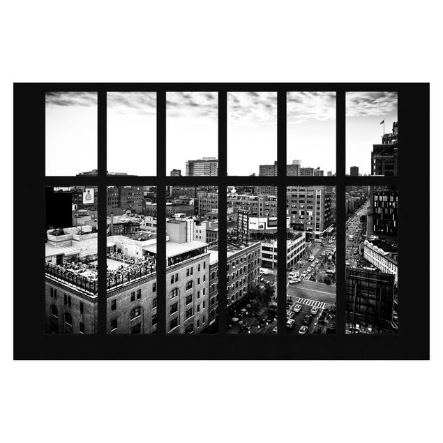 Tapeter New York Window View Black And White