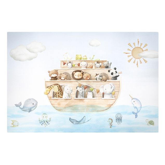 Tavlor stränder Cute baby animals on the ark