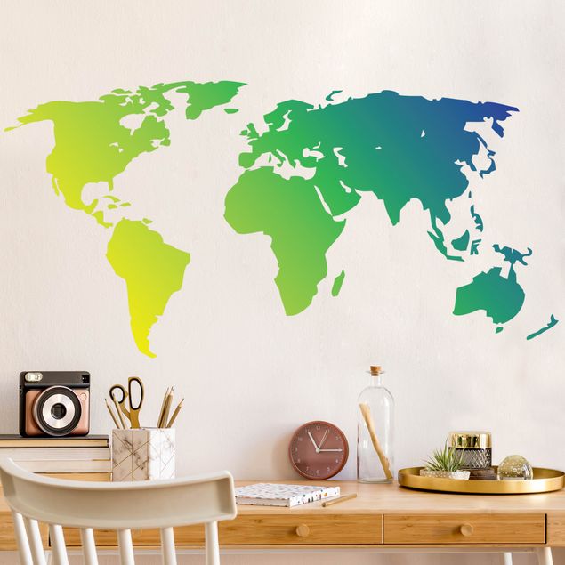 Autocolantes de parede mapa-múndi No.213 World Map Green