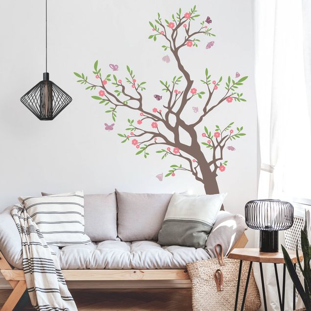 Wallstickers djur No.rs75 branch with butterflies