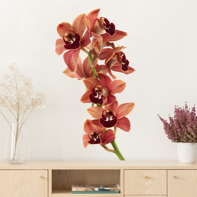 Wallstickers orkidéer No.180 Orchid White Red II