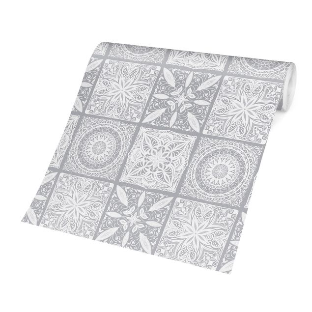 Fototapeter grått Oriantal Mandala Pattern Mix With Grey