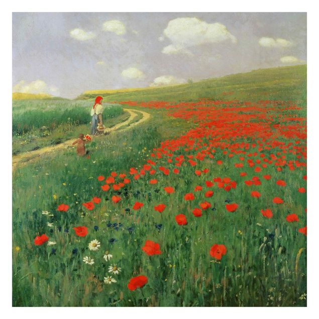 Tapeter modernt Pál Szinyei-Merse - Summer Landscape With A Blossoming Poppy