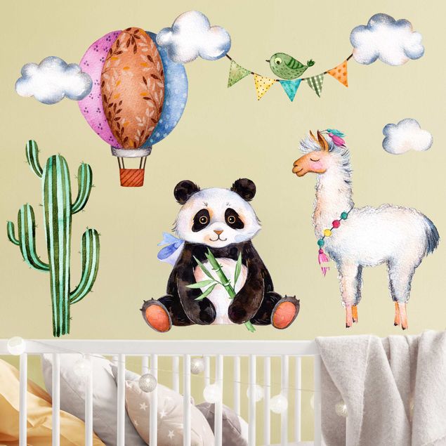Wallstickers pandor Panda and Lama Watercolor Set