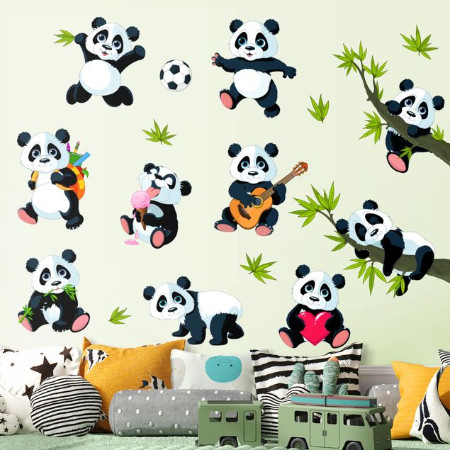 Wallstickers pandor Pandabar mega set