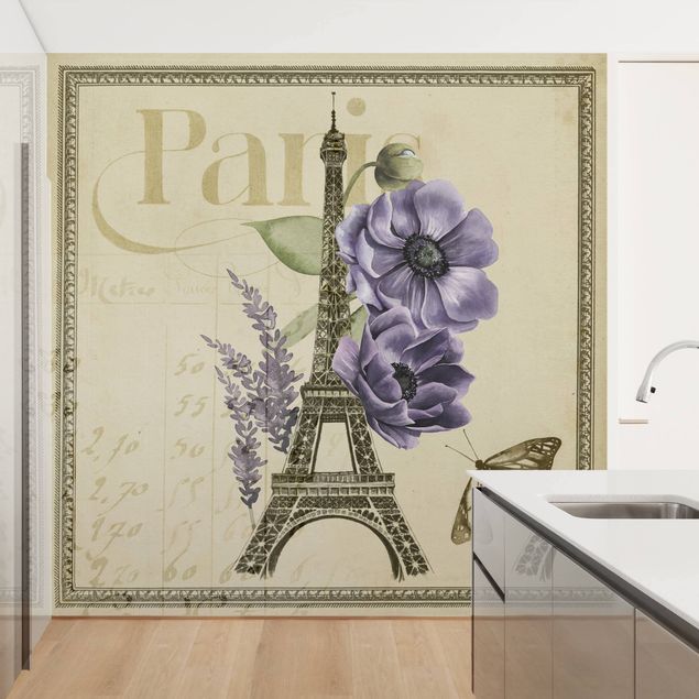 Fototapeter blommor  Paris Collage Eiffel Tower